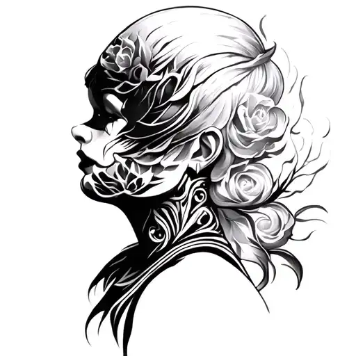 Black Out Neck Tattoo Design