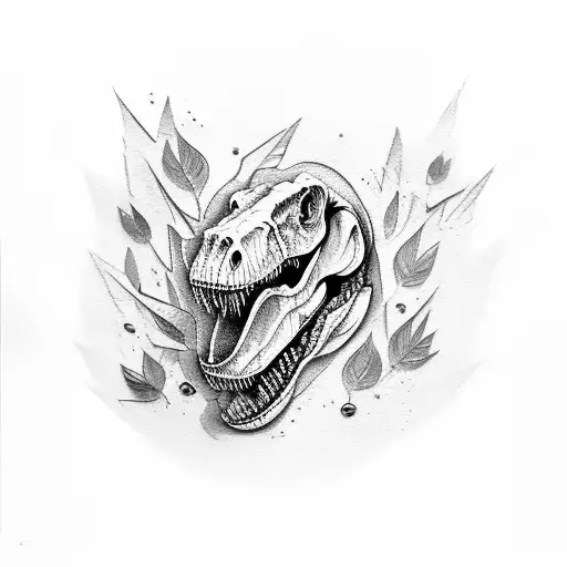 T-rex Skull With Leaf