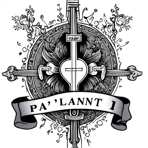 Catholic Tatto With The Word Pa'lante And Love For Music