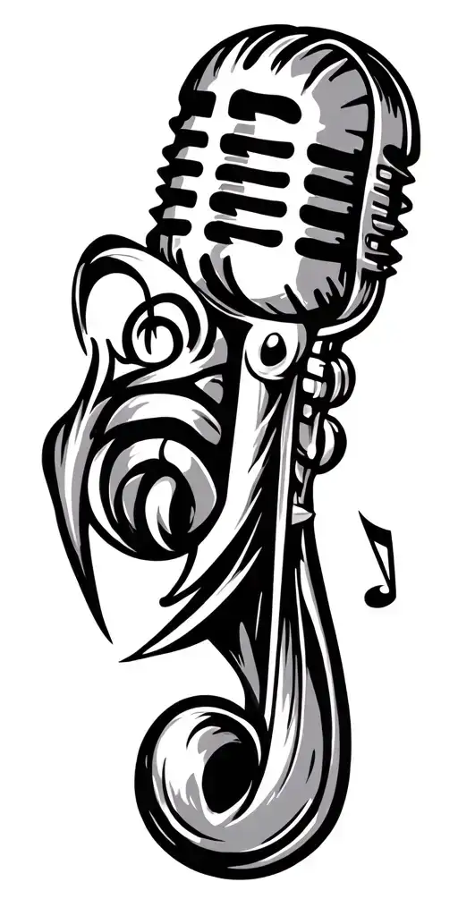 Hip Hop Musical Notes And Mircophone