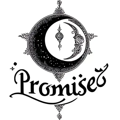 The Word Promise In Arabic Script And A Crescent Moon
