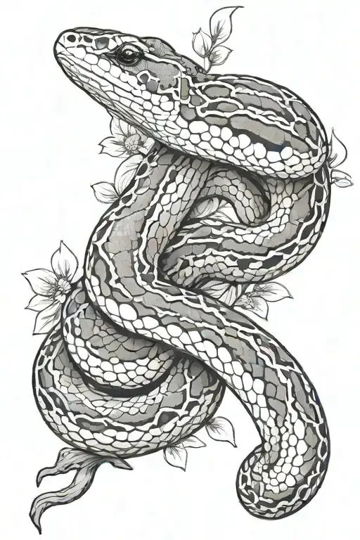 White Ball Python And Sakura Tree Branch Wrapped