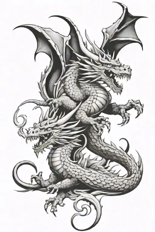 2 Twisted Fighting Dragons Breathing Fire