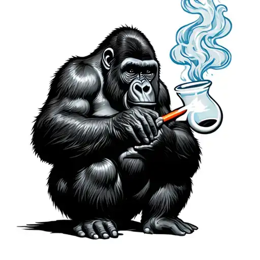 Gorilla Smoking A Bong