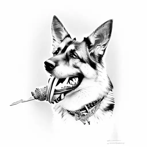 German Shepherd Biting The World In Its Mouth