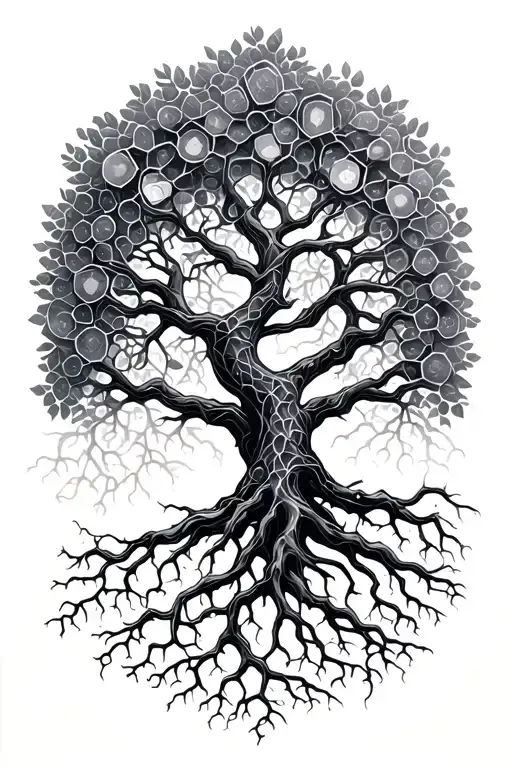 Geometric Tree Of Life Intertwined Roots Forming Dna