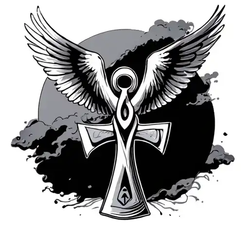 Ankh With Dove Flying Over Top