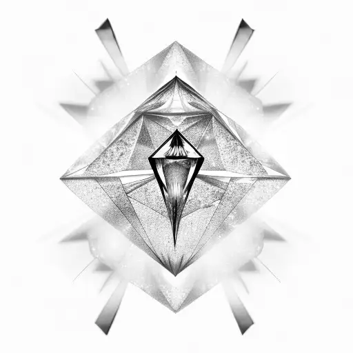 Glowing Diamond 3D Crystal With A Bird In The Middle With Rays Shooting Out