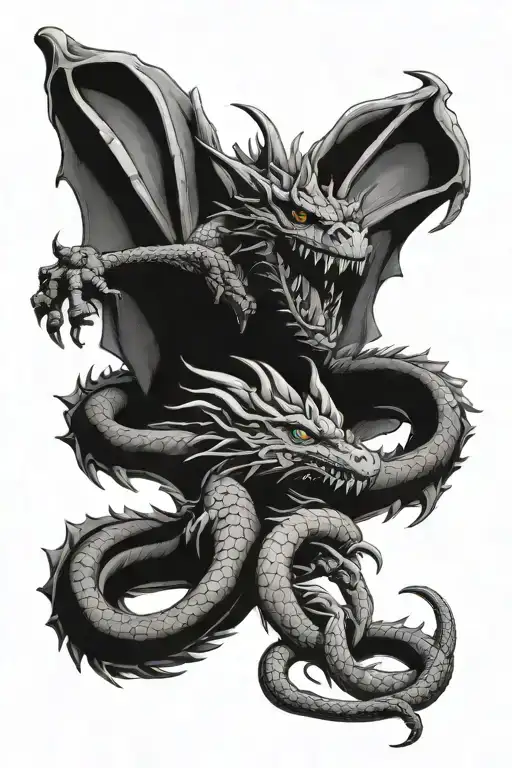 Dragon With Anchor And Baby Boy Standing