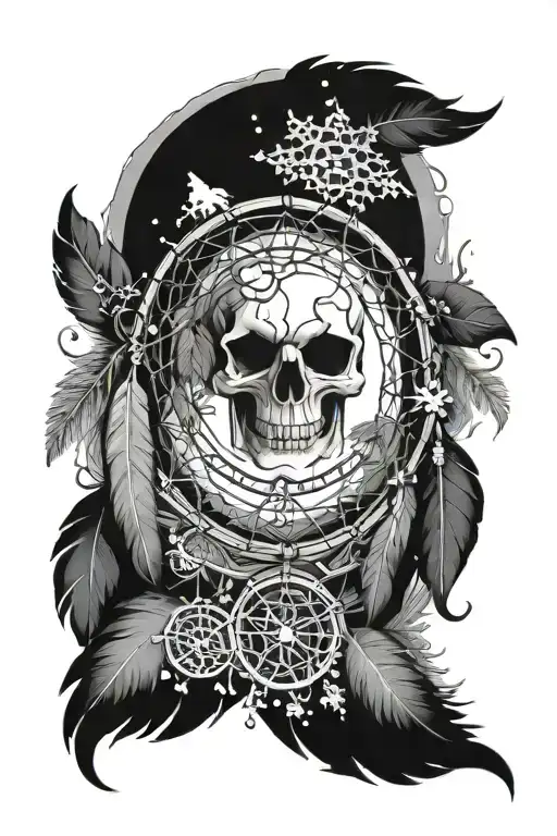 Dream Catcher And Skull And Snow And Trees And Travel And Feathers