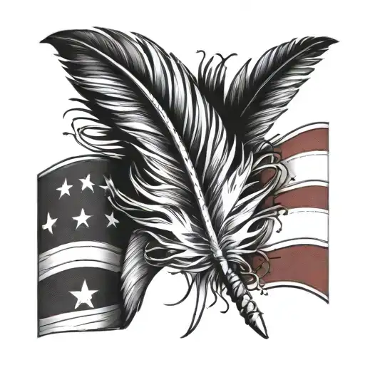 Feather Pen With American Flag Backround