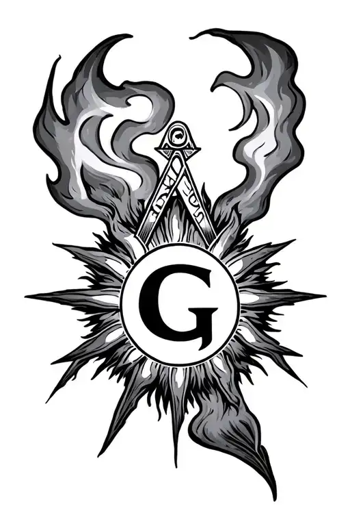 Masonic Blazing Sun With Letter G
