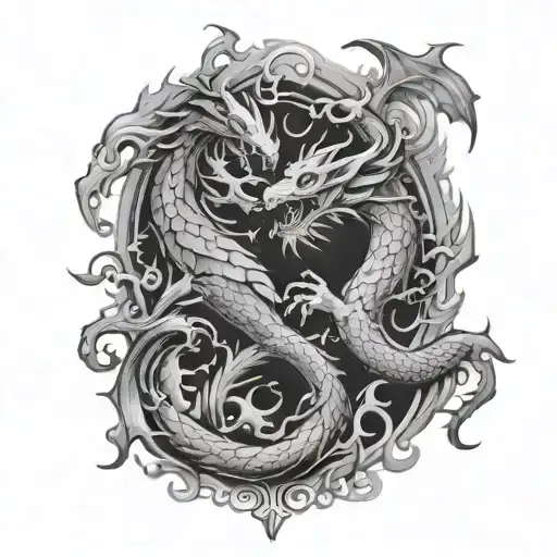 Gemini Zodiac Sign And Dragon Breathing Fire