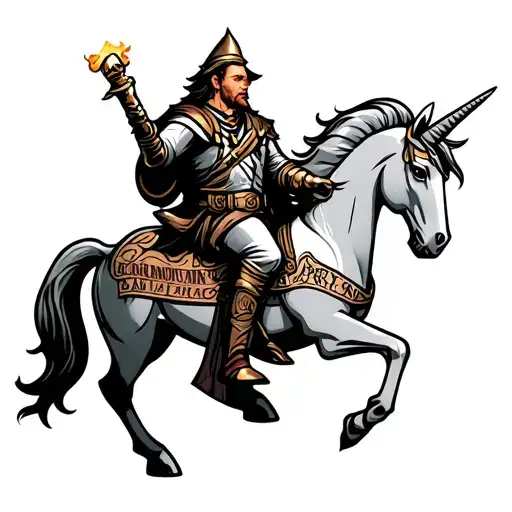 Lord Farquaad On A Unicorn With A Joint Tattoo Design Cartoon