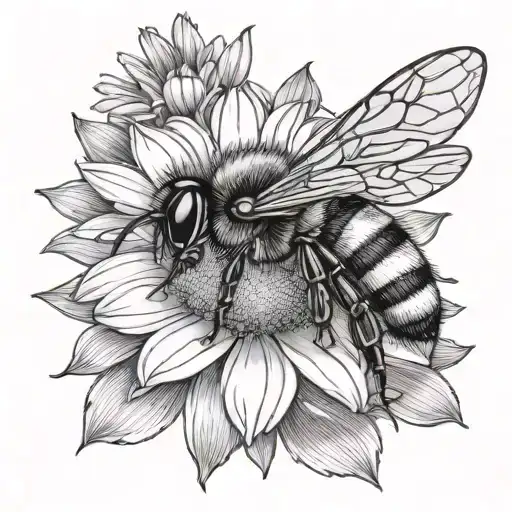 Sweet Bumblebee On A Daisy Flower