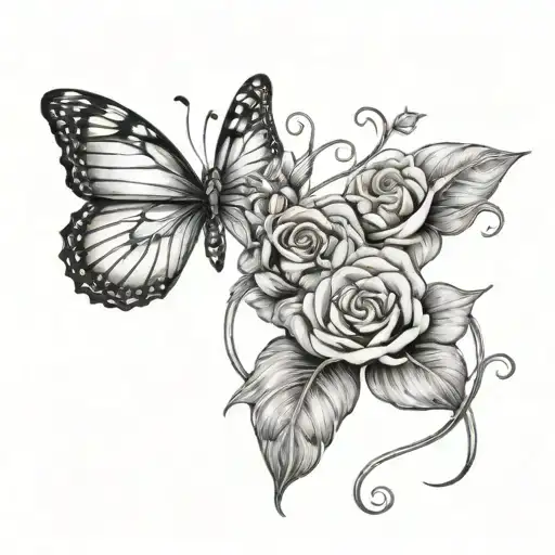 Butterfly Rose Intertwined And Ellie Engraved