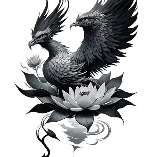 Phoenix Rising From Small Lotus