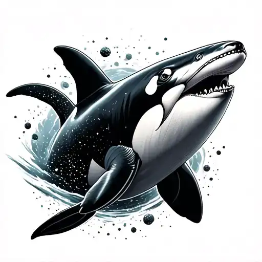 Killer Whale In Space With Constilation
