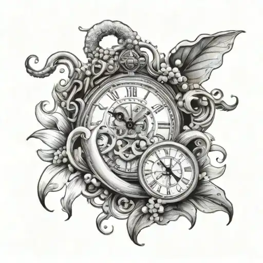 Kraken Breaking Out Of Clock Surrounded By A Lily Of The Valley