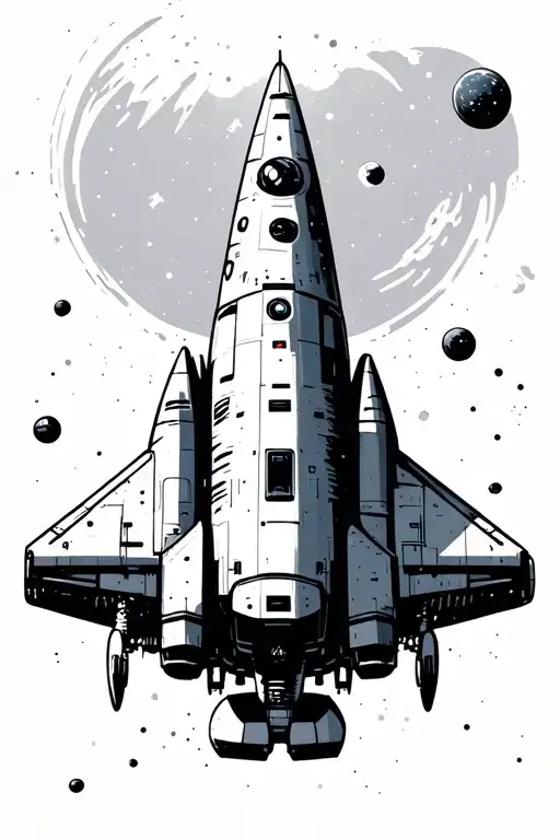 Space Ship Flying Through Space