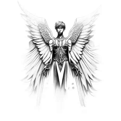 Male Angel Azrael With Black Wings