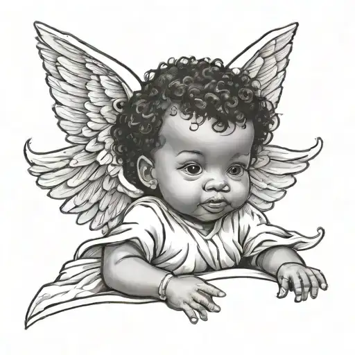 Black Baby Angel Watching