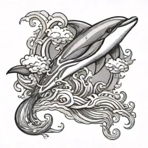 Dolphin With Clouds Mural