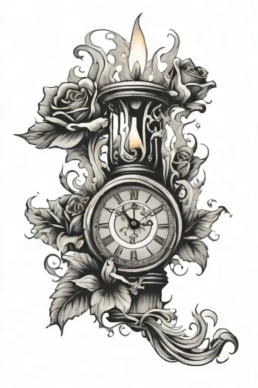 Burning Candle Smoke Rising Clock Flower