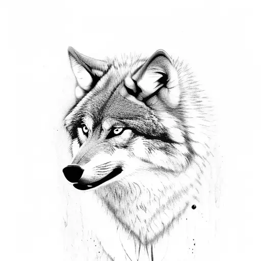 Male Wolf Growling Looking Straight Ahead With Saliva Falling Out Of His Mouth