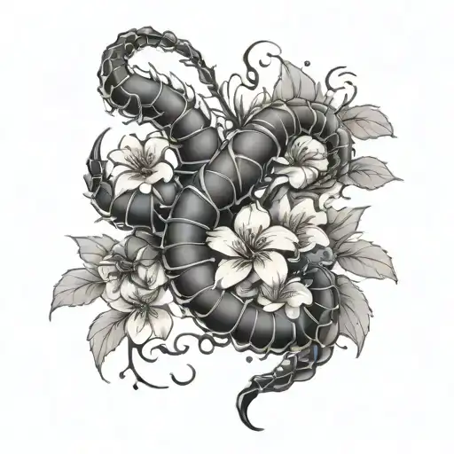 Scorpio With Flowers Blooming Cherry Blossom