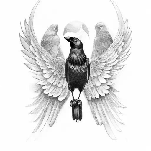 A Crow With Open Wings