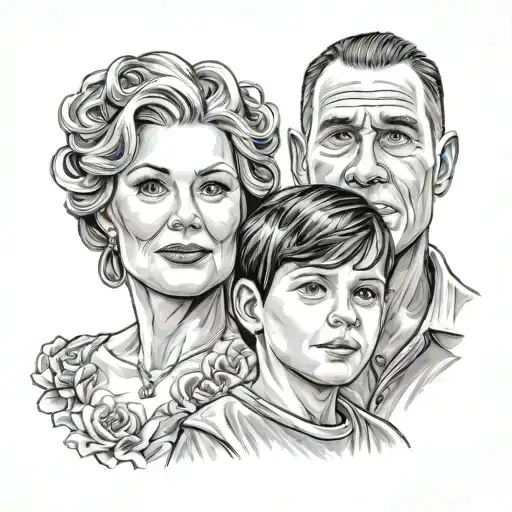 Face Potrait Of Wife And Son