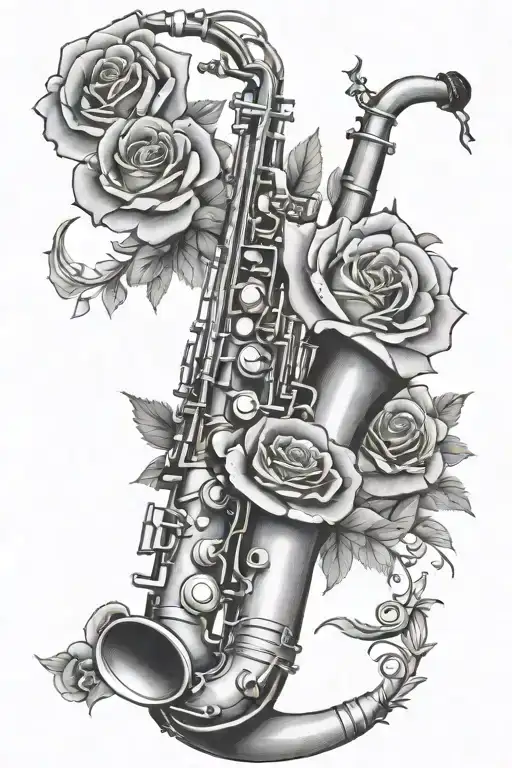 Alto Saxophone Music And Roses Blooming