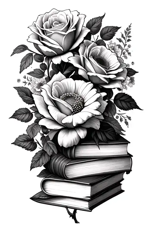 Roses And Books Daisies