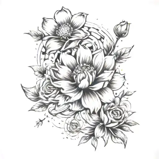 Cosmos And Rose Surrounded