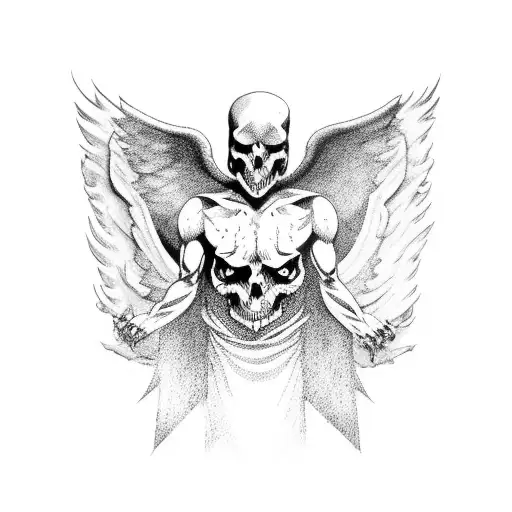 Male Angel Of Death With Black Wings