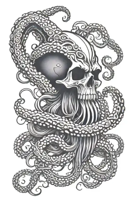 Kraken Skull With Tentacles Wrapping