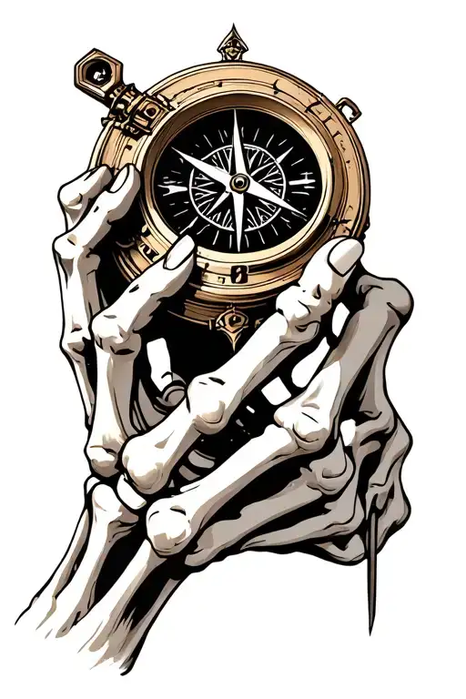 A Skeleton's Hand Clutching A Broken Compass