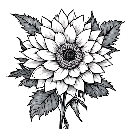 Dahlia Lilac Sunflower Bunch Fine Line