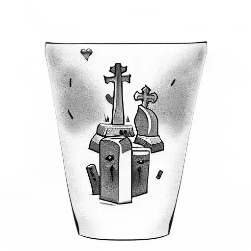 A Graveyard Scene With Tombstones Shaped Like Coffee Cups