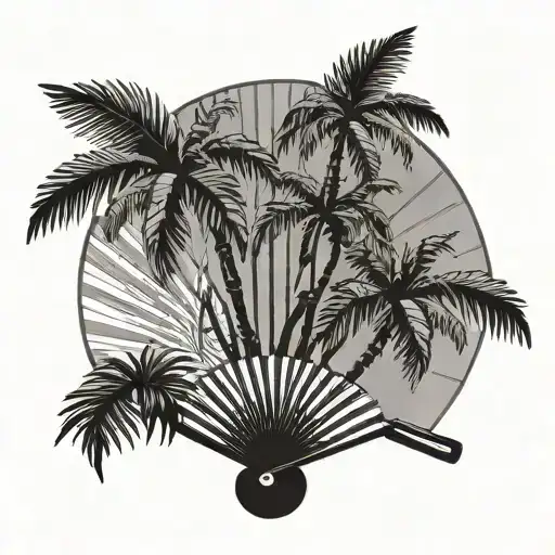 Traditional Chinese Hand Fan Palm Trees