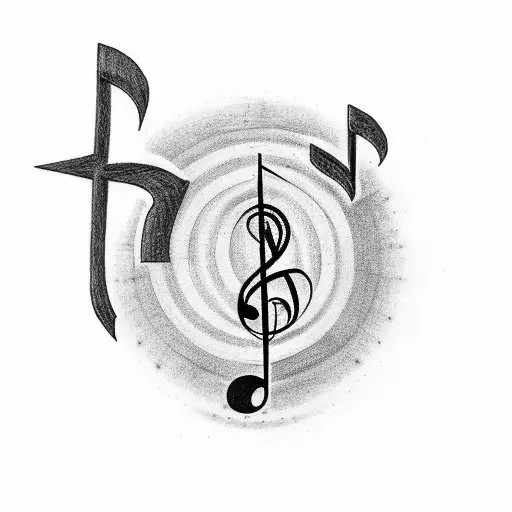 A Music Note Intertwined With A Cross