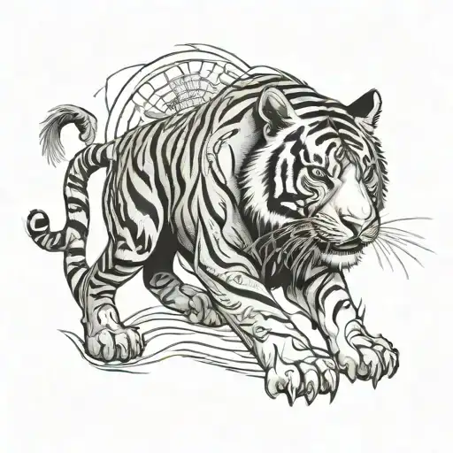 Sak Yant Tiger Full Body Thai Tatto Design With Text