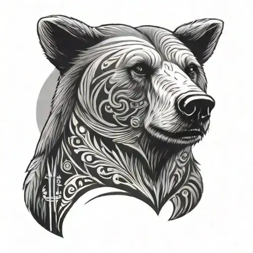 A Tattoo Of A Russian Bear With Hidden Mafia Elements Within Its Design
