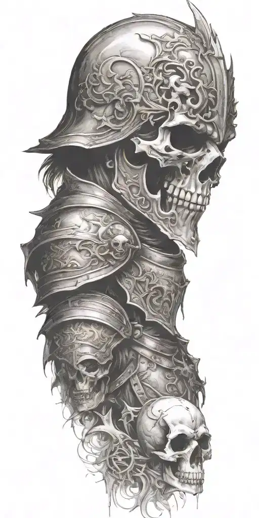 Knight With A Skull Face Fading Away Creating Dream Like Environment