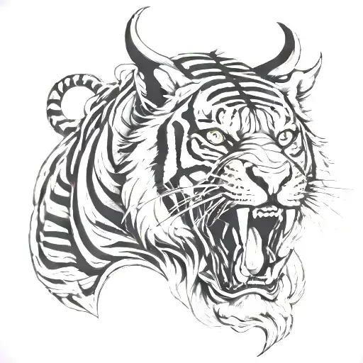 Tiger With Ram Horns