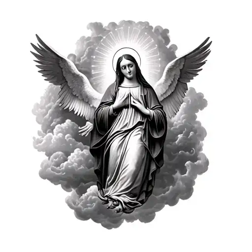 Virgin Mary With Angels And Full Of Cloud Backgrounds