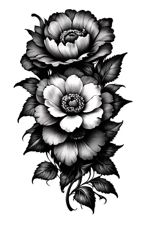 Flower Sleeve Tattoo Design Combining