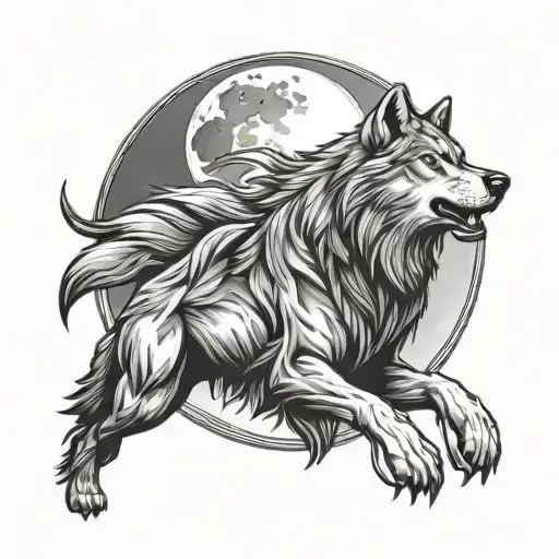Guardian Of Strength With Howling Wolf Howling At The Moon