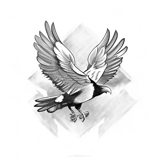 A Crow With Open Wings